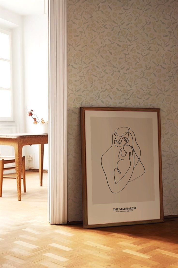 The Matriarch framed artwork in a warm Scandinavian room